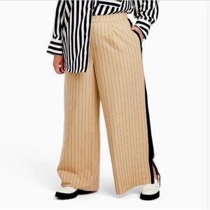 La Ligne for Target Beige Pinstripe Wide Leg Pants Elastic Waist Women’s Size 1X